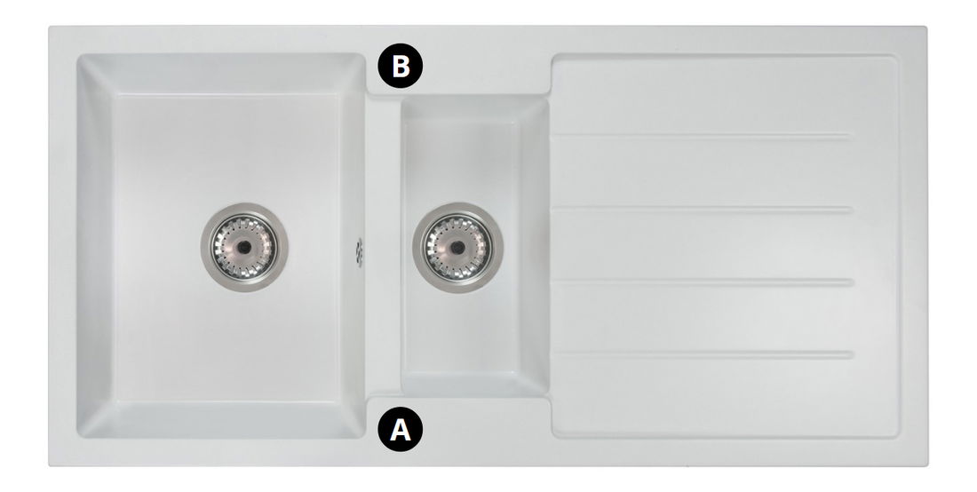 Mosogató Yuxur (fehér) (2 csaplyukkal) (B)