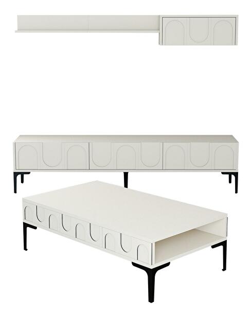 Set mobilier living Lyantela (Crem + negru)