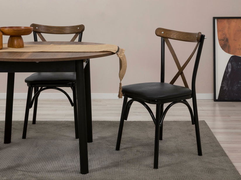 Jedálenský set Duvasa 6 (orech + čierna) (pre 2 osoby)