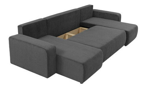 Rohová sedačka U Euston U S (sivá + čierna) (s úl. priestorom)