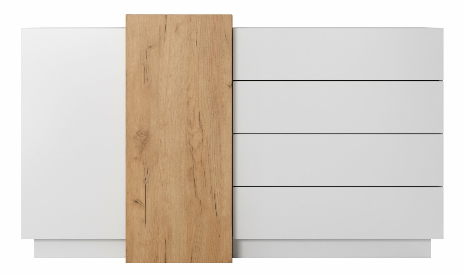 Comodă Three 2D4S (Stejar craft auriu + Alb)