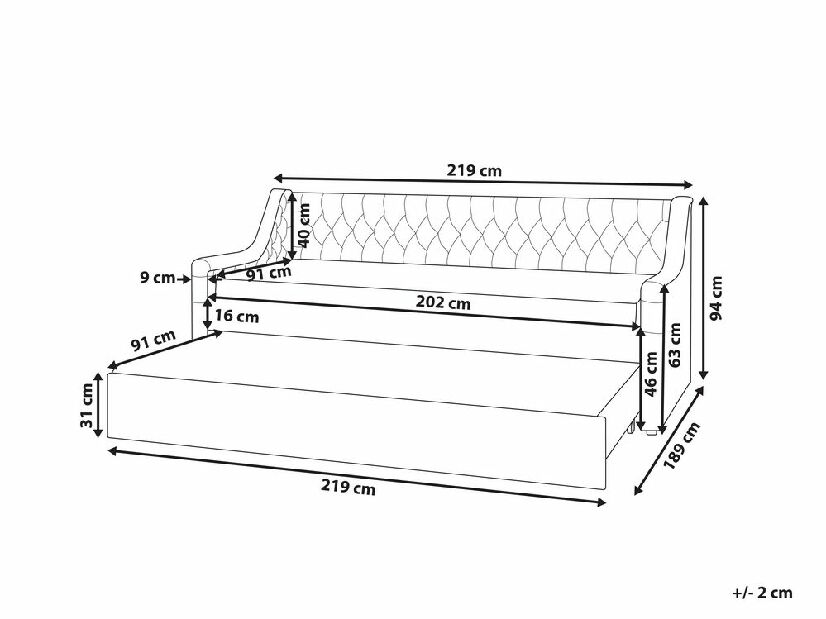 Jednostruki krevet 200 x 90 cm Monza (plava)