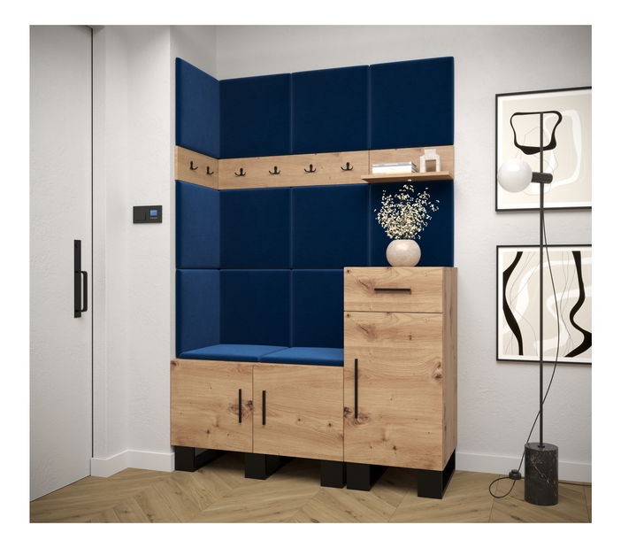 Set mobilier pentru hol Amanda 10 (Stejar artisan + Albastru)