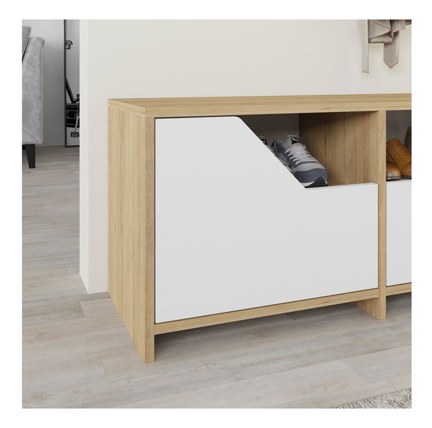 Cipőtároló (cipősszekrény) Tosina 7 (tölgy + fehér)