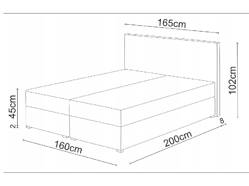 Manželská posteľ Boxspring 160 cm Lilac Comfort (vzor + biela) (s matracom a úložným priestorom)