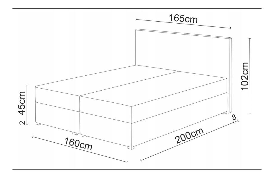 Bračni krevet Boxspring 160 cm Lilac (uzorak + bijela) (s madracem i prostorom za odlaganje)