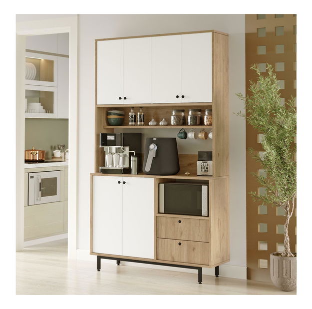 Ormar s policama Rebutia 7 (hrast + bijela)