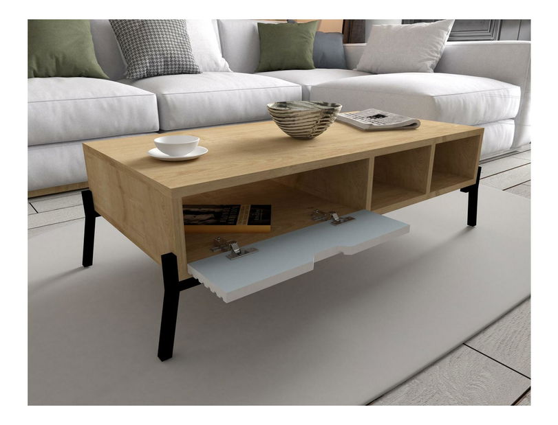 Set za dnevni boravak Ponusetta (hrast safirni + bijela)