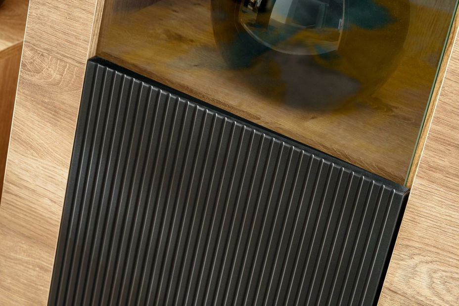 Vitrína Aruno AR WSN (dub ribbeck + čierna) (s osvetlením)