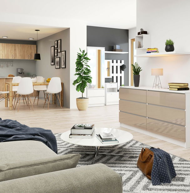 Komód Koa III (fényes cappucino)