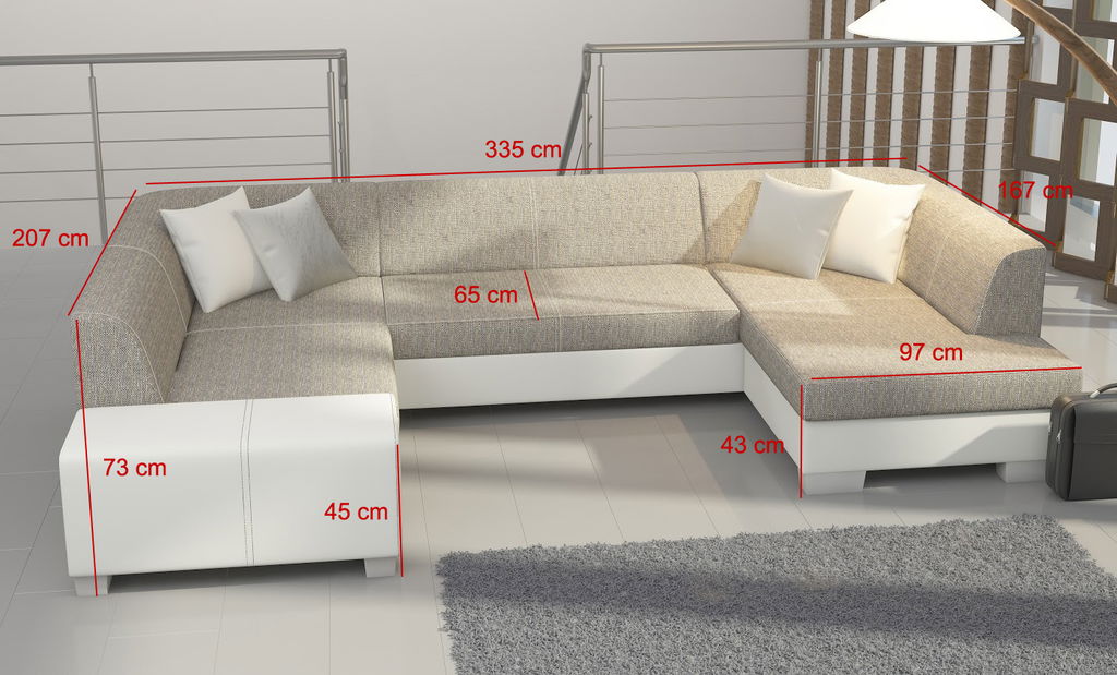 Rohová sedačka U Cuba (sivá + biela) (P)