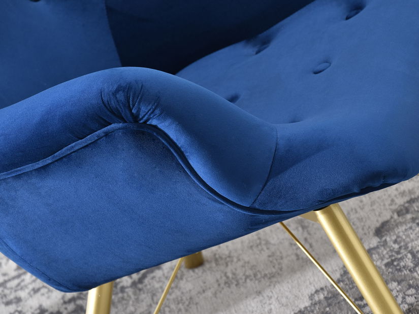 Relaxačné kreslo Dawntawn (tmavomodrá + zlatá)