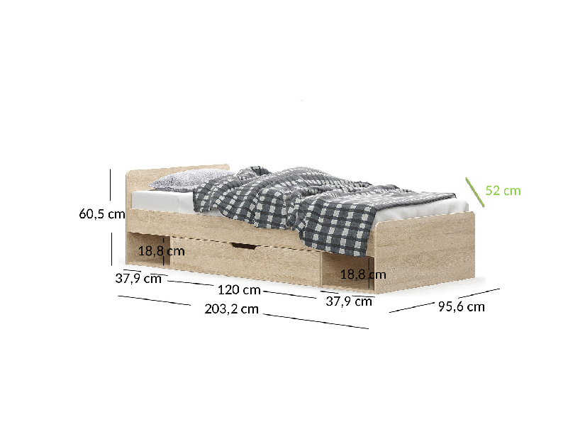 Egyszemélyes ágy 90 cm Terrell (szonoma tölgy) (ágyrács és matrac nélkül) *kiárusítás