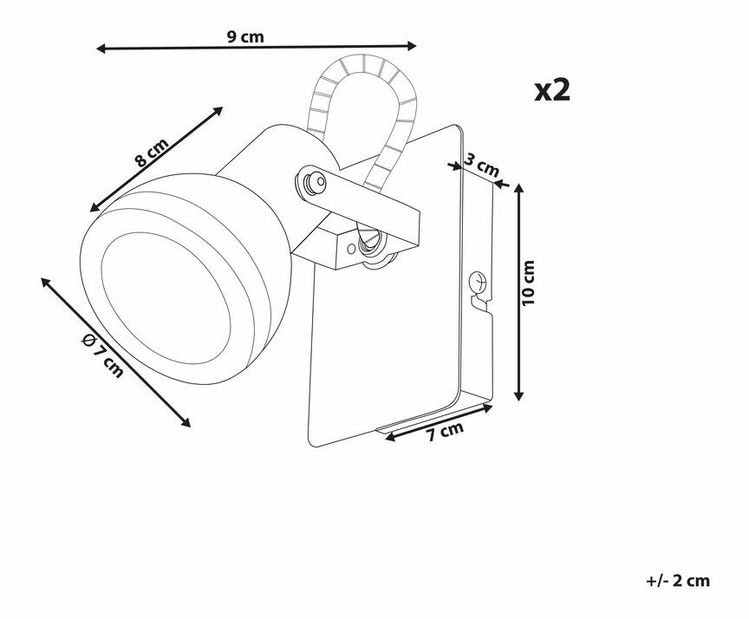 Set 2 ks nástenných svietidiel Braulio (čierna)