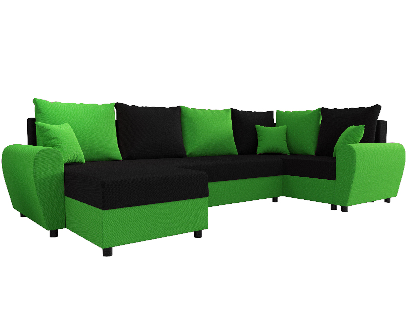 Sarok ülőgarnitúra Fleur Long (zöld + fekete) (J)