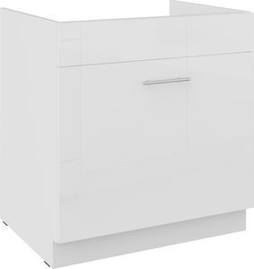 Dolná kuchynská skrinka pod drez Lavera 80 ZL 1S BB (korpus: biela + front: lesk biely)