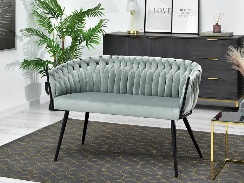 Pohovka dvojsedačka Rozaine (mätová + čierna)