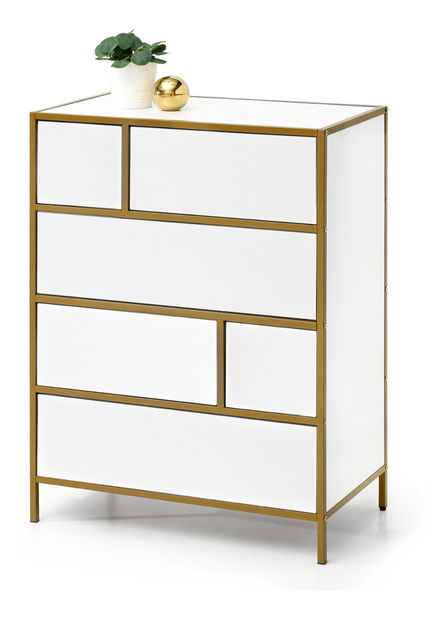 Komoda Soren Kom (bijelo drvo + zlatna)