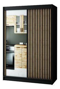 Ormar za garderobu 150 cm Ladonna 2 (crna mat) (s ogledalom)