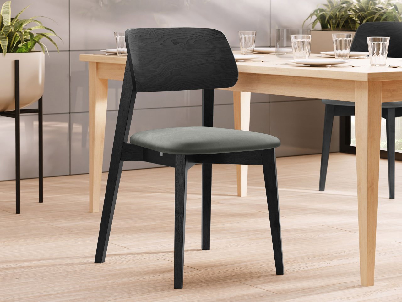Jedálenská stolička KD 63 (čierna + tmavosivá) 