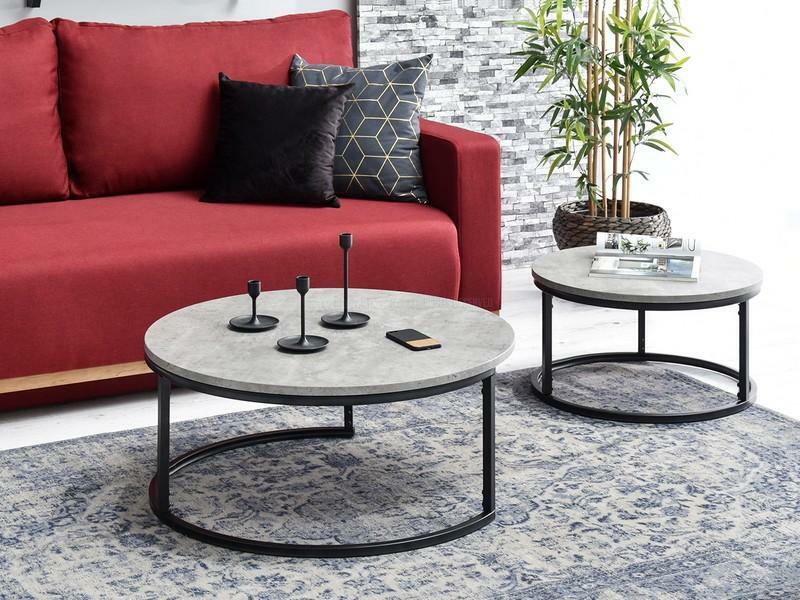 Konferenčný stolík Kolja Zest Xl (betón + čierna)