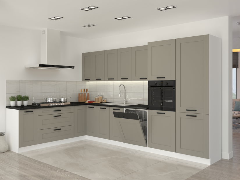 Dulap inferior de bucătărie de colț Lucid 89 x 89 DN 1F BB (claygrey + alb)