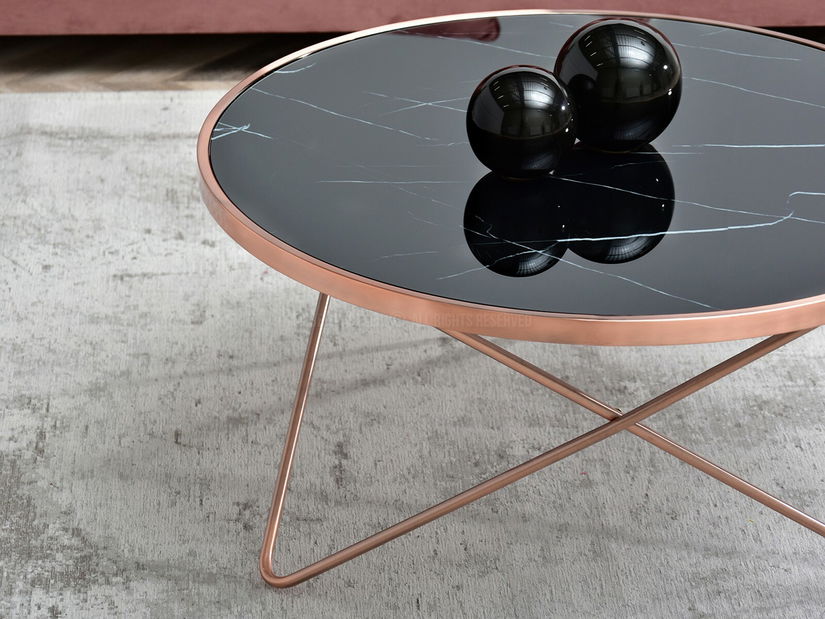 Konferenčný stolík Armin Xl (čierny mramor + medená)