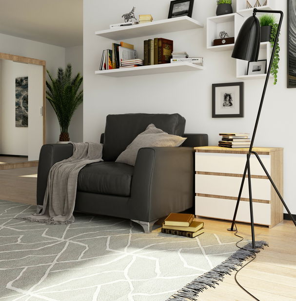 Comodă Cleania CL3 (stejar sonoma + alb)