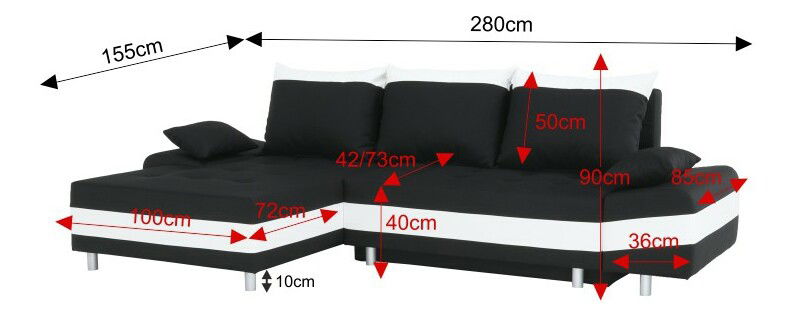 Colțar Peos Negru + Alb (S) 