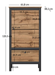 Comodă Leticia 1D1S/60 (Stejar wotan + negru)