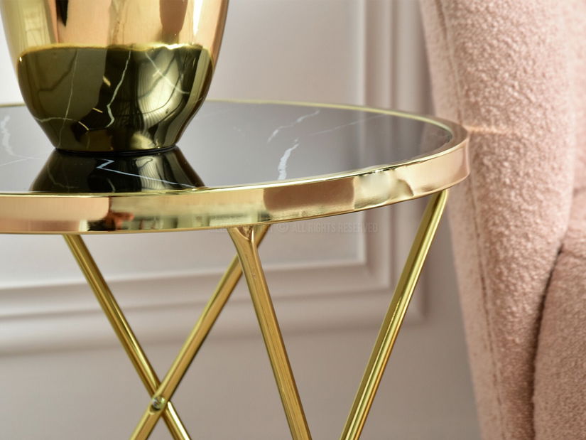 Dohányzóasztal Armin S (fekete márvány + arany)