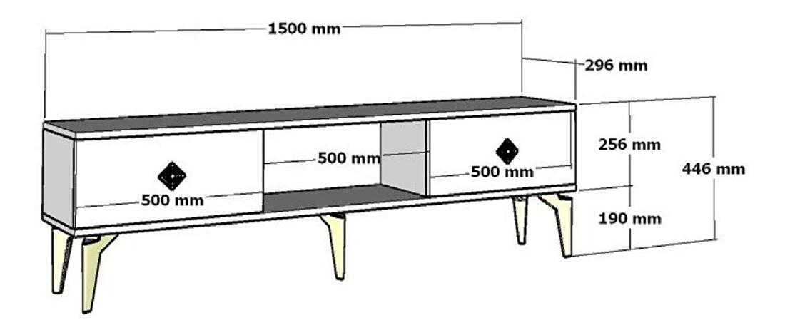 TV asztal/szekrény kandallóval Tobuvu 2 (fehér + ezüst) 