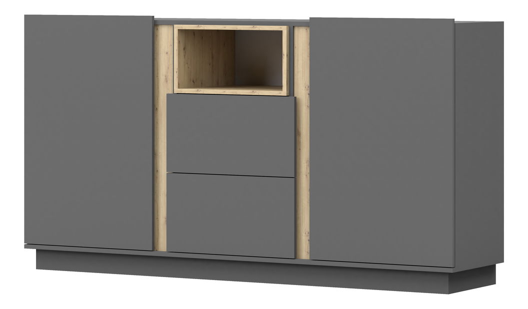 Comodă Gabrielle 04 (Stejar artisan + gri)