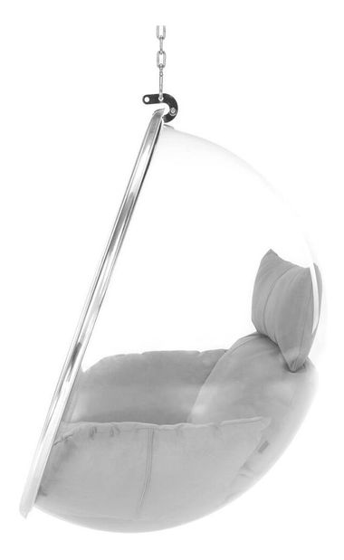 Viseća stolica za ljuljanje Belgica 1 (transparentna + srebrna + siva) 