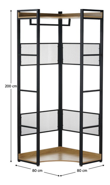 Rohový regál Kiko Typ 4 (dub + čierna)
