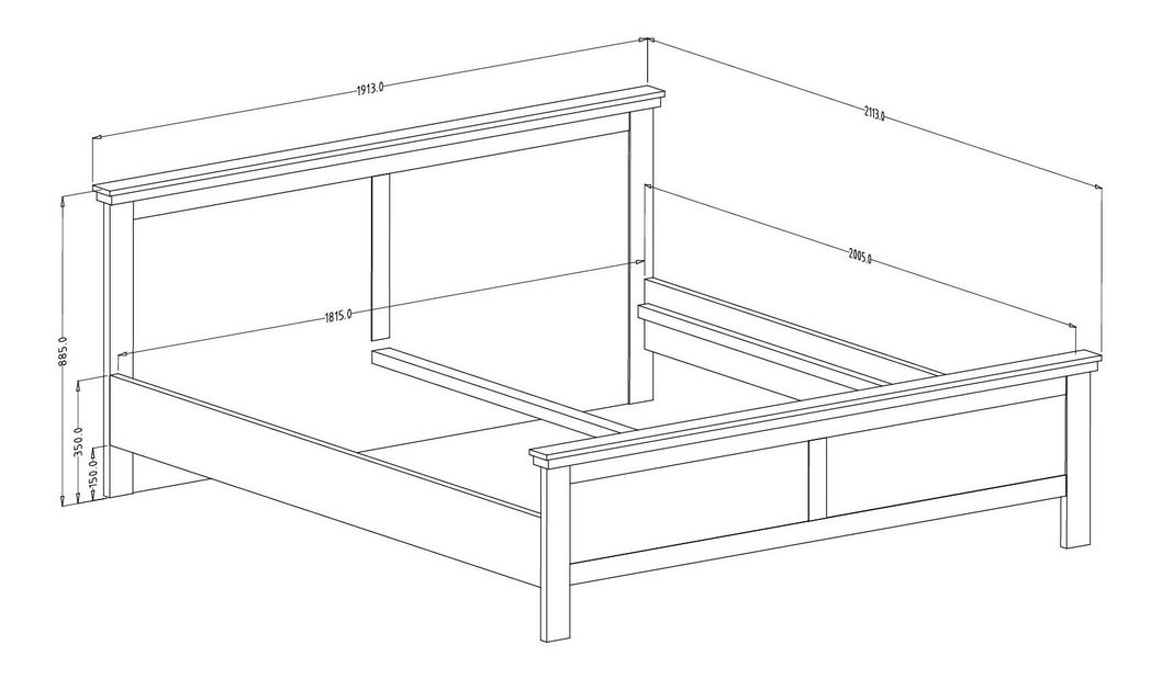 Pat matrimonial 180 cm Elvina S ZJU32 (verde + stejar lefkas închis)
