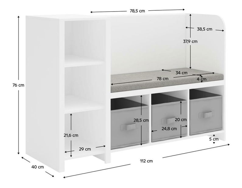 Regál Benco (fehér + szürke)