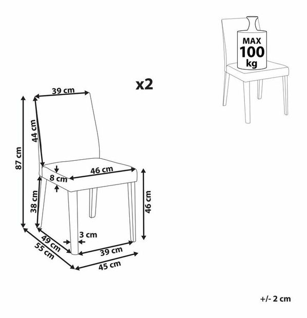Set 2 ks jedálenských stoličiek Phoza (sivá)