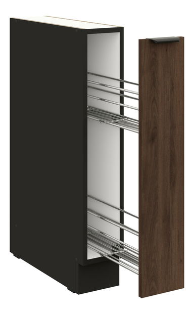 Alsó konyhaszekrény kihúzható kosárral Manana 15 D CARGO BB (test: matt fekete + előlap: okapi dió)