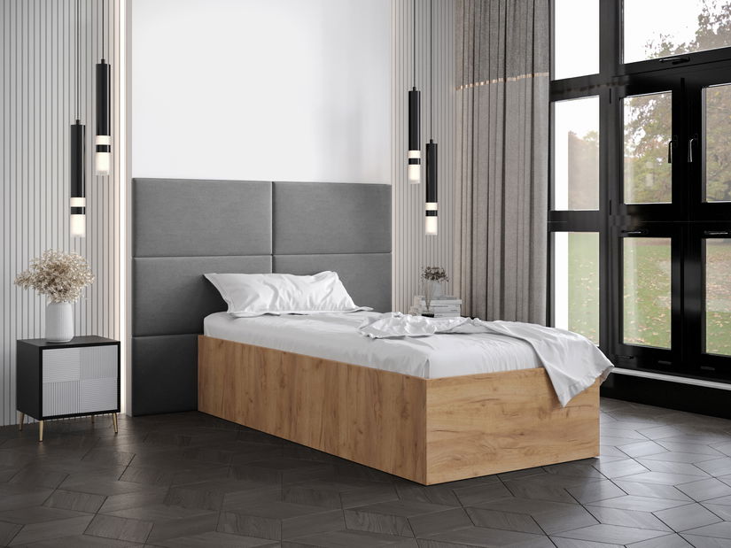 Egyszemélyes ágy kárpitozott fejtámlával 90 cm Brittany 2 (smaragd + króm) (ágyráccsal)