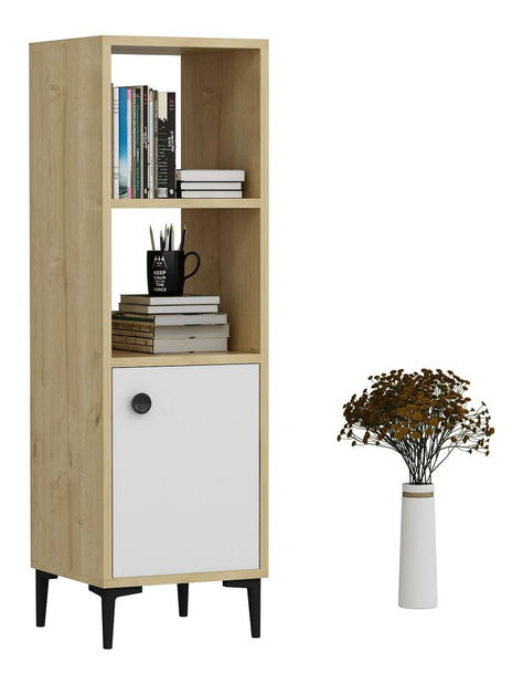 Regál Pububo (dub zafírový + biela) 