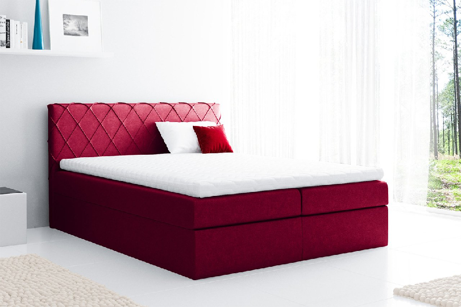 Pat matrimonial Boxspring Boxspring 180 cm Narcyn (roșu) *vânzare