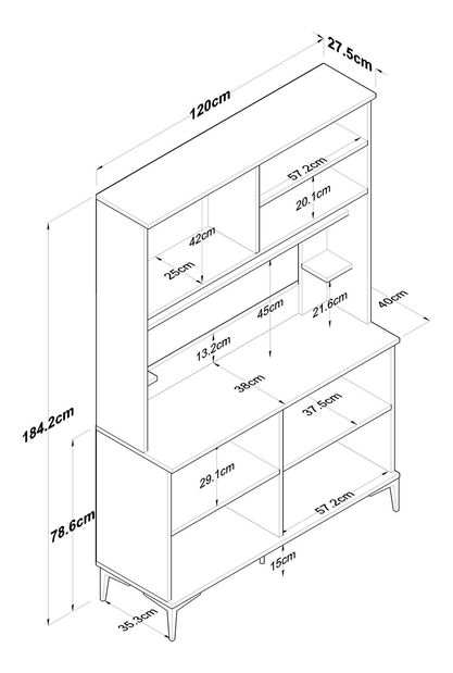 Policová skriňa Jenaretta 176 (biela + orech)