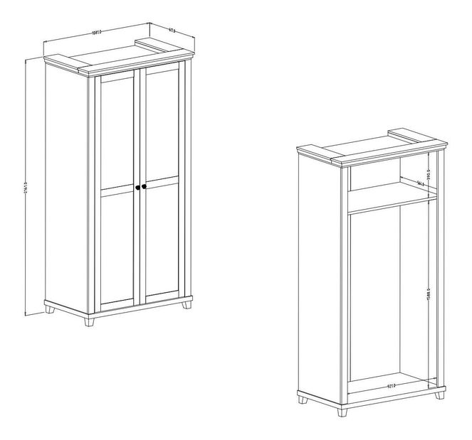 Ormar za garderobu Elvina S Typ 18 (zelena + hrast lefkas)