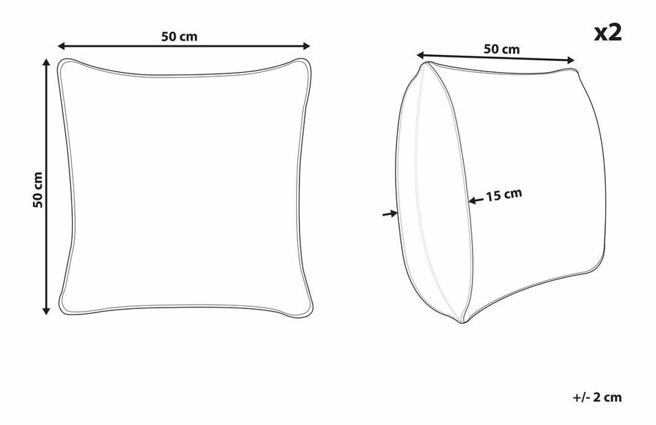 Set 2 ukrasna jastuka 50 x 50 cm Saft (plava)
