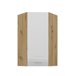 Dulap superior de bucătărie, de colț Arryn 60x60 GN-108 1F (45°) (Cadru: stejar artisan / front: alb lucios)