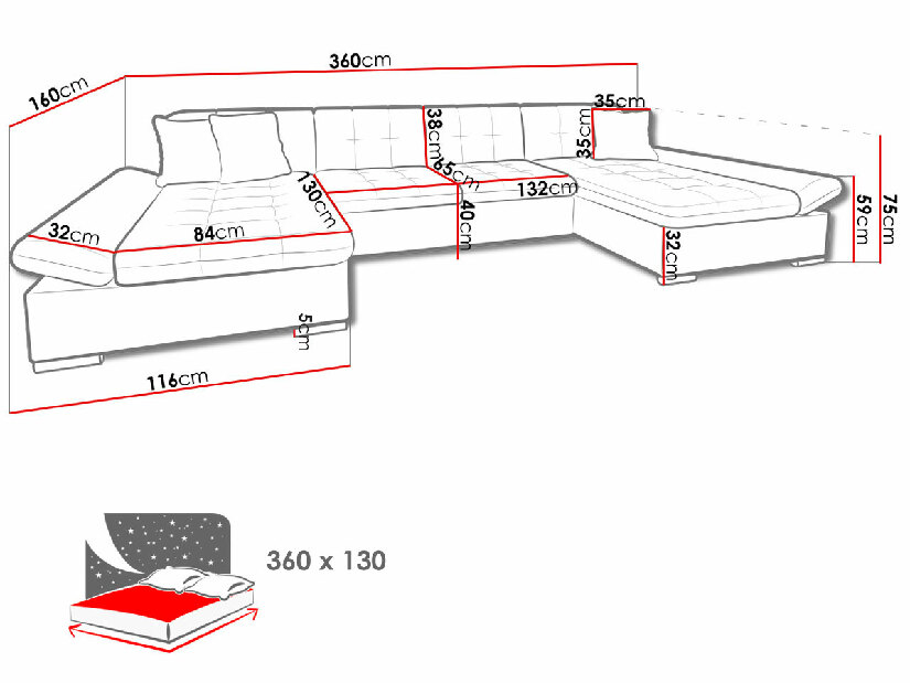 Széthúzható kanapé Agnara (öko-bőr soft 017 + lux 06 + lux 05)