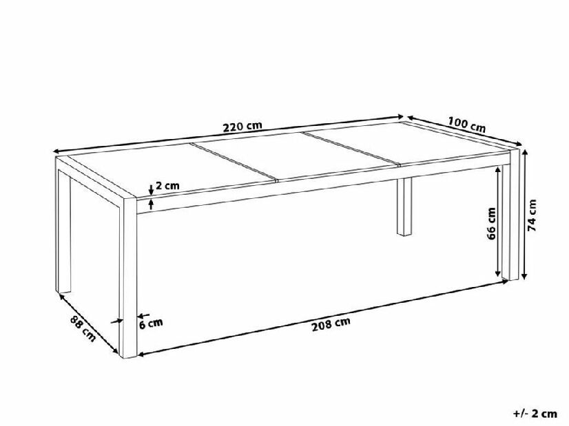 Masă de grădină Grosso 220 (transparent) (sticlă călită)