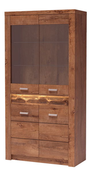 Vitrína Indie 03 (s LED osvetlením) (jaseň svetlý)