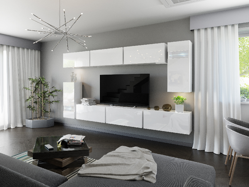 Mobilier living Marmara (alb + alb lucios)